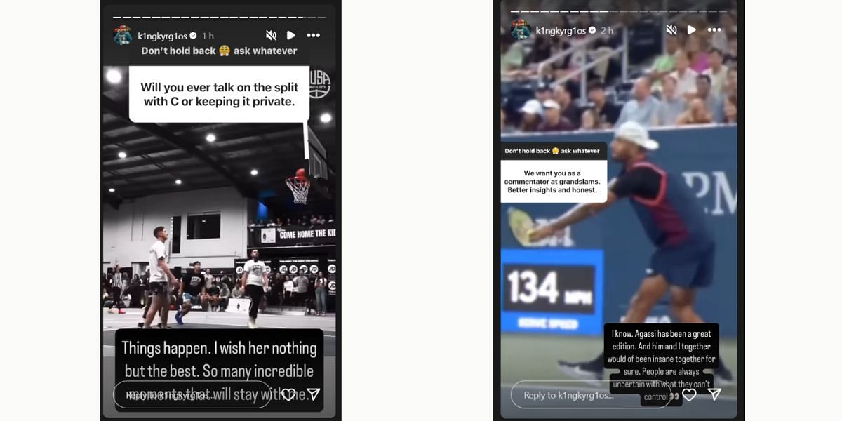 Nick Kyrgios' Instagram Stories | Instagram @k1ngkyrg1os